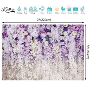 2.2x1.5m Photography Backdrops Purple Flowers Curtain Wedding Backdrop Bridal Shower Spiral Decorations Floral 3D Backdrop Table Dessert Decor Photoshooting Background XT-6708