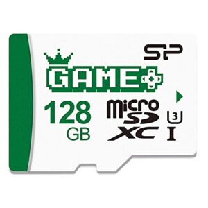 silicon power 128gb sdxc micro sd card nintendo-switch gaming memory card with adapter, write speed 80mb/s