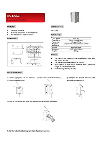 Hikvision DS-1276ZJ cm Universal Corner Bracket for Most Wall Mounts and Cameras PTZ