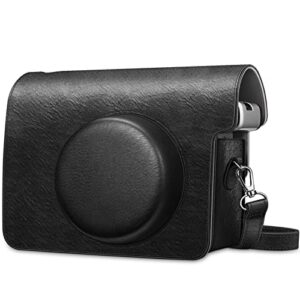 fintie protective case for fujifilm instax wide 300 instant film camera – premium vegan leather bag cover with removable strap, vintage black