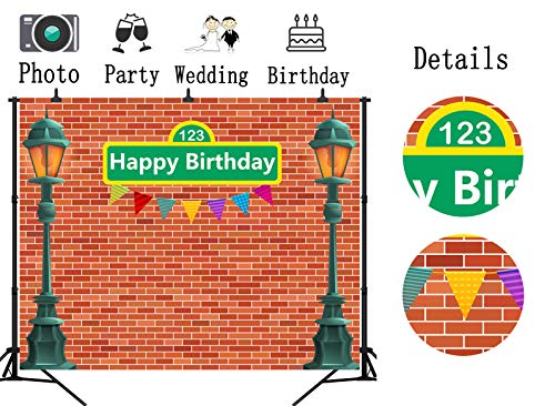 DePhoto Brick Wall Backdrop 1st Girl or Boy Birthday Party Baby Shower Photography Seamless Vinyl Photo Background Studio Prop PGT529A 7x5ft