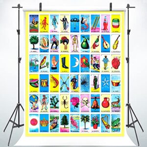 Mexican Party Theme Loteria Backdrop 5 x 7 ft Lottery Card Photography Picture Mexican Bingo Photos Adult Children's Party Supplies Decorations