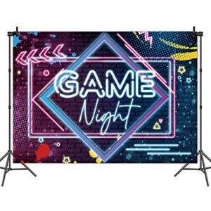 Game Night Theme Photography Backdrops Glow Neon Photo Background 5x3ft for Game On Birthday Party Decor Sleepover Slumber Prom Gaming Party Cake Table Decor Photobooth Supplies