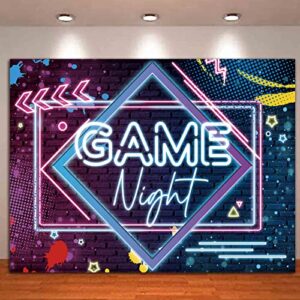 Game Night Theme Photography Backdrops Glow Neon Photo Background 5x3ft for Game On Birthday Party Decor Sleepover Slumber Prom Gaming Party Cake Table Decor Photobooth Supplies