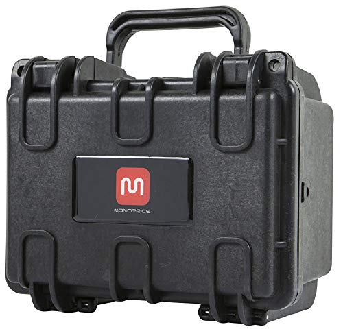 Monoprice Weatherproof/Shockproof Hard Case - Black IP67 Level dust and Water Protection up to 1 Meter Depth with Customizable Foam, 8 x 7 x 6 in, 2.9 Liter (112679)