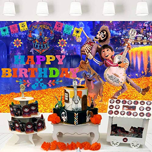 Eric Backdrop Coco Backdrop Mexico Fiesta Kids Birthday Party Photography Backdrops 5x3ft Halloween Party Decoration Photo Background Baby Shower Banner Studio Props LF-344