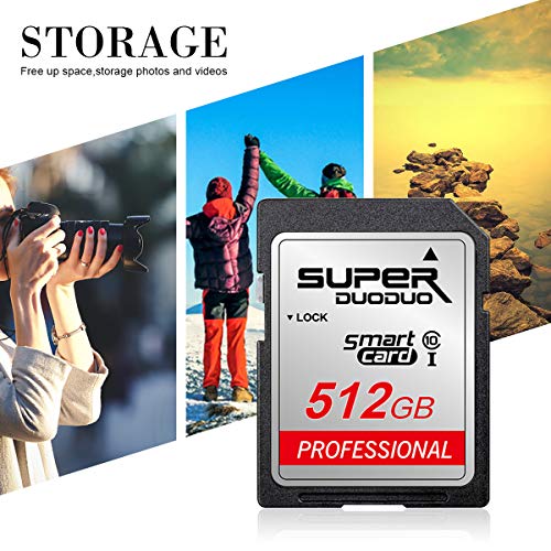 SD Card Class 10 Memory Card 512GB for Vloggers,Filmmakers,Photographers & Videographer SD Card 512GB for Digital Camera,Tablet High Speed SD Card