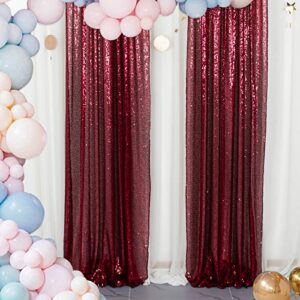 shinybeauty sparkle backdrop curtain burgundy 2 panels set sequin photo backdrop wine 2ftx8ft sequin backdrop curtain pack of 2-1220s