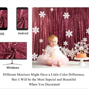 ShinyBeauty Sparkle Backdrop Curtain Burgundy 2 Panels Set Sequin Photo Backdrop Wine 2FTx8FT Sequin Backdrop Curtain Pack of 2-1220S