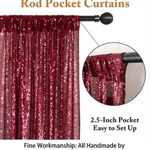 ShinyBeauty Sparkle Backdrop Curtain Burgundy 2 Panels Set Sequin Photo Backdrop Wine 2FTx8FT Sequin Backdrop Curtain Pack of 2-1220S