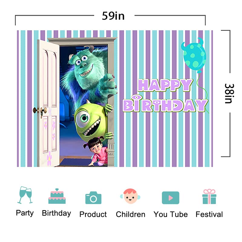 Monster Inc Backdrop for Birthday Party Supplies Monster Inc and Boo Baby Shower Banner for Birthday Party Decoration 5x3ft