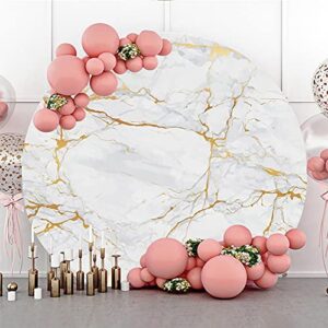 Leowefowa Polyester Normcore Grey Gold Marble Texture Round Backdrop 7x7ft Themed Birthday Background for Photography Baby Shower Bridal Shower Banner Anniversary Events Activities Photo Props