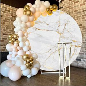 Leowefowa Polyester Normcore Grey Gold Marble Texture Round Backdrop 7x7ft Themed Birthday Background for Photography Baby Shower Bridal Shower Banner Anniversary Events Activities Photo Props