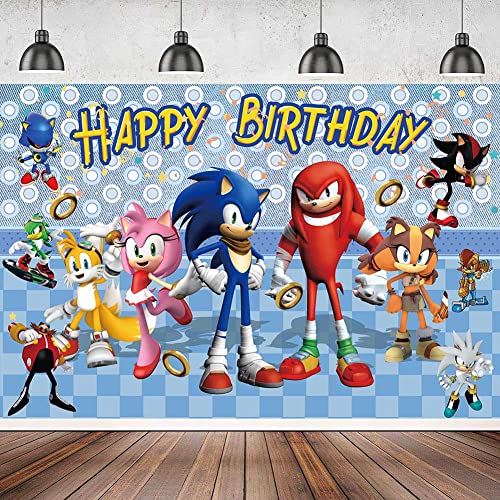 60x40 Inches Birthday Backdrop for Party, Soni Birthday Decoration with Good Wrinkle Resistance, Birthday Party Supplies as Photography Background, Happy Birthday Banner 5X3 ft for Kids, Boys, Girls