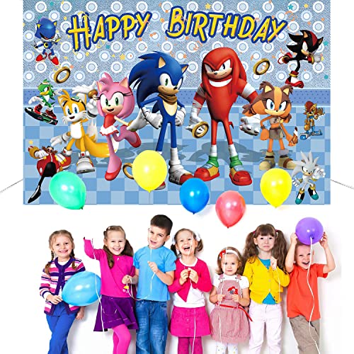 60x40 Inches Birthday Backdrop for Party, Soni Birthday Decoration with Good Wrinkle Resistance, Birthday Party Supplies as Photography Background, Happy Birthday Banner 5X3 ft for Kids, Boys, Girls