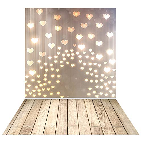 Allenjoy Valentine's Mother's Day Love Heart Rustic Wood Backdrop Photography Bridal Shower Birthday Wedding Party Wall Decor Banner Floor Kid Newborn Baby Photoshoot Background 5x7ft Photo Booth Prop