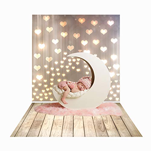 Allenjoy Valentine's Mother's Day Love Heart Rustic Wood Backdrop Photography Bridal Shower Birthday Wedding Party Wall Decor Banner Floor Kid Newborn Baby Photoshoot Background 5x7ft Photo Booth Prop