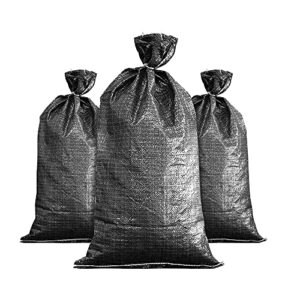fami empty black sandbags with ties 16″ x 25″ – woven polypropylene sand bags, sandbags for flooding, sand bags flood protection(10 bags)