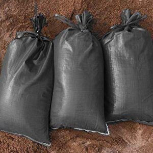 FAMI Empty Black Sandbags with Ties 16" x 25" - Woven Polypropylene Sand Bags, Sandbags for Flooding, Sand Bags Flood Protection(10 Bags)