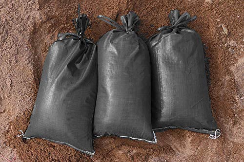 FAMI Empty Black Sandbags with Ties 16" x 25" - Woven Polypropylene Sand Bags, Sandbags for Flooding, Sand Bags Flood Protection(10 Bags)