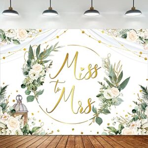 omifly miss to mrs backdrop 8x6ft photography wall bridal shower rustic white green floral wedding bride to be background engagement party decorations cake table banner decor photo booth studio props