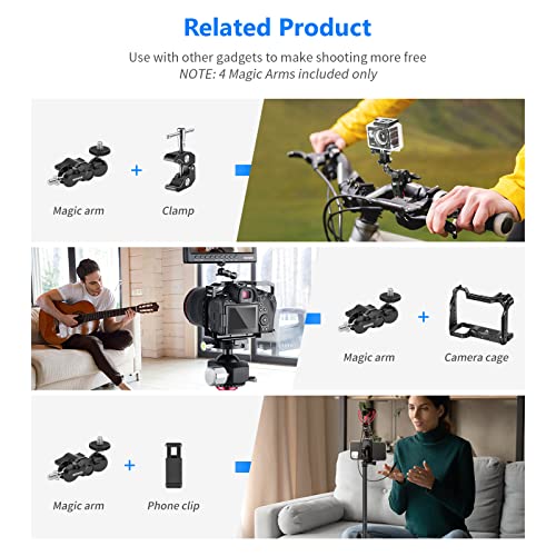 NEEWER Universal Magic Arm with Dual Ball Head, Compatible with SmallRig Camera Cage (4 Pack, ST21)