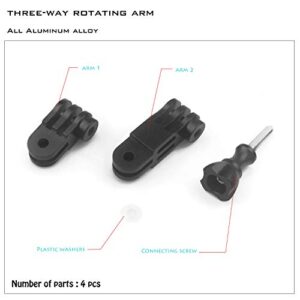 Niewalda Aluminum Alloy Adjust Arm Straight Joints Mount, Gopro Extension arm Mount Gopro 90 Degree Adapter Mount for GoPro Hero 9 8 7 6 5 Series/AKASO/Sony/SJcam/and Other Action Cameras