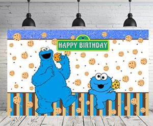 medsox blue cookie monster backdrop for birthday party supplies 5x3ft cartoon banner for street party decorations