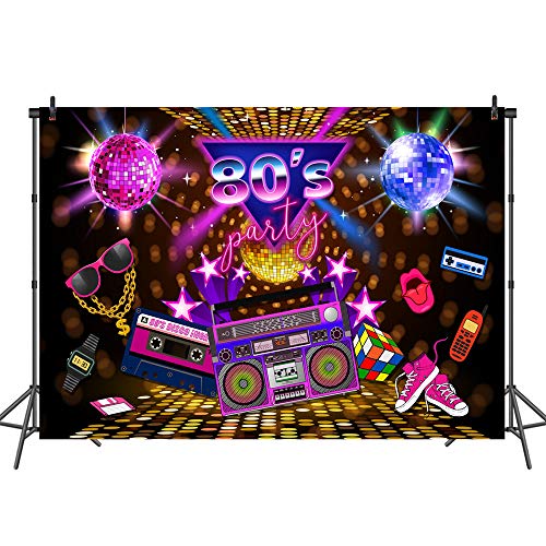 Mehofoto 80s Party Backdrop Disco Theme Retro Style Photo Backdrop 7x5 80's Birthday Background Sign 1980's Neon Eighties Photobooth Props