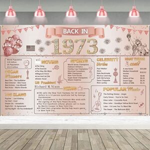 darunaxy rose gold back in 1973 banner, happy 50th birthday party decorations 50 year old backdrop party supplies pink and gold vintage 1973 birthday poster for girls photography background for women