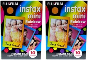 fujifilm instax mini instant rainbow film, 10 sheets, 2 value set