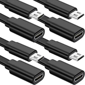 sumind 4 pack 10 ft/ 3 meter micro usb extension cable male to female extender cord compatible with wireless security camera flat power cable, cable clips included (black)