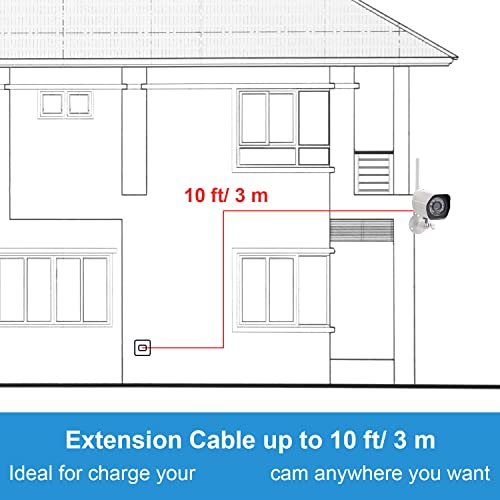 Sumind 4 Pack 10 ft/ 3 Meter Micro USB Extension Cable Male to Female Extender Cord Compatible with Wireless Security Camera Flat Power Cable, Cable Clips Included (Black)