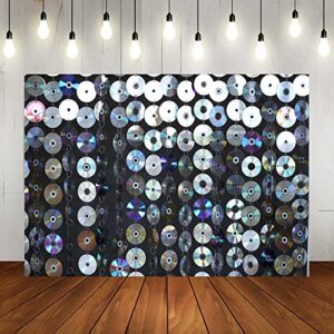 lofaris 50’s theme party backdrop cd wall disco background rock and roll music birthday party decorations cake table banner 7x5ft