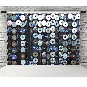 Lofaris 50's Theme Party Backdrop CD Wall Disco Background Rock and Roll Music Birthday Party Decorations Cake Table Banner 7x5ft