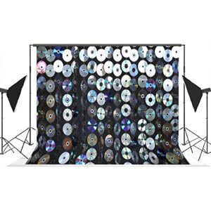 Lofaris 50's Theme Party Backdrop CD Wall Disco Background Rock and Roll Music Birthday Party Decorations Cake Table Banner 7x5ft