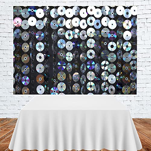 Lofaris 50's Theme Party Backdrop CD Wall Disco Background Rock and Roll Music Birthday Party Decorations Cake Table Banner 7x5ft