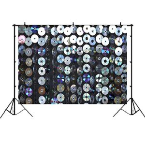 Lofaris 50's Theme Party Backdrop CD Wall Disco Background Rock and Roll Music Birthday Party Decorations Cake Table Banner 7x5ft