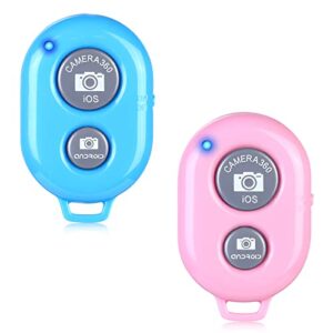 2 pack wireless camera remote control – wireless remote for iphone & android phones ipad ipod tablet, clicker for photos & videos – blue&pink