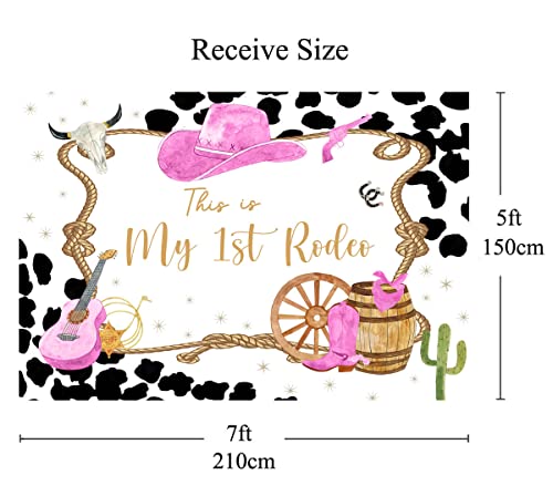 West Cowgirl Theme Birthday Party Backdrop for Girls My Wild West First Rodeo Party Photography Background Girl 1st Happy Birthday Cake Table Banner Decorations 7x5ft