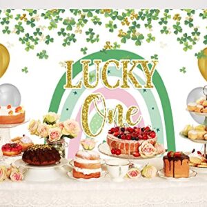 Ticuenicoa 5x3ft St. Patrick’s Day Backdrop Rainbow Lucky One Birthday Photo Background for Photography Green Shamrocks Ballons Banner 1st Birthday Party Decorations Cake Table Favor Supplies