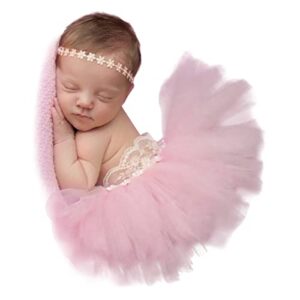 Newborn Photography Props Tutu Skirt with Headband for Baby Girls Newborn Dress Photoshoot Props