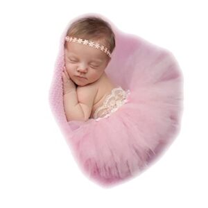 Newborn Photography Props Tutu Skirt with Headband for Baby Girls Newborn Dress Photoshoot Props