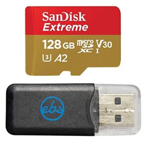 sandisk microsd extreme 128gb memory card works with gopro action camera hero 11 black, hero11 black mini (sdsqxaa-128g-gn6mn) a2 v30 u3 bundle with 1 everything but stromboli micro sdxc card reader