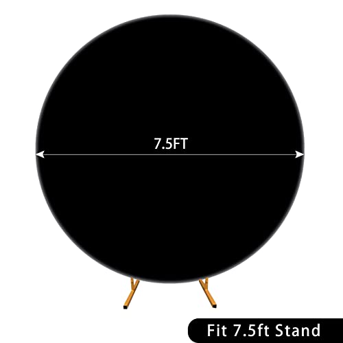 7.5ft Black Round Backdrop Cover Suitable for 7.5ft Circle Stand,Polyester Pure Black Birthday Party Wedding Photography Circle Arch Backdrop Cover