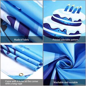 Happy 18th Birthday Backdrop Banner Extra Large Fabric Blue 18th Birthday Sign Poster Photography Background Backdrop Banner for 18th Birthday Anniversary Party Decorations Supplies, 72.8 x 43.3 Inch