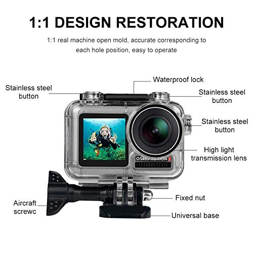 FitStill Waterproof Case for DJI Osmo Action Camera, 45M Diving Housing Protective Shell Underwater Accessories Kit