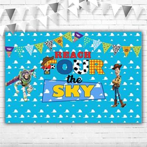 reach four the sky birthday backdrop 5x3ft toy story 4 birthday banner for party supplies vinyl reach for the sky backdrop background for kids