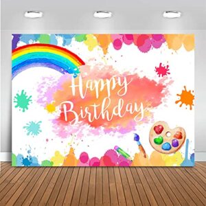 mocsicka painting party birthday backdrop art paint let’s paint dress for a mess birthday party decorations dress for a mess splatter background paint party cake table banner (7x5ft (82×60 inch))