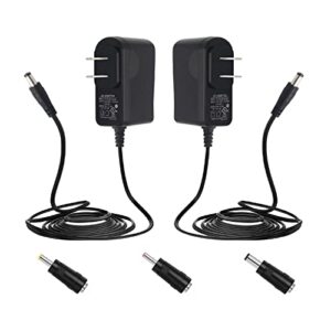 2 pack 12v 1a/1000ma 10ft long power supply adapter, 12w ac to dc adapter cord with 3 tips for led strip lights, keyboard, bt speaker, router, monitor,webcam, cctv camera, ul listed